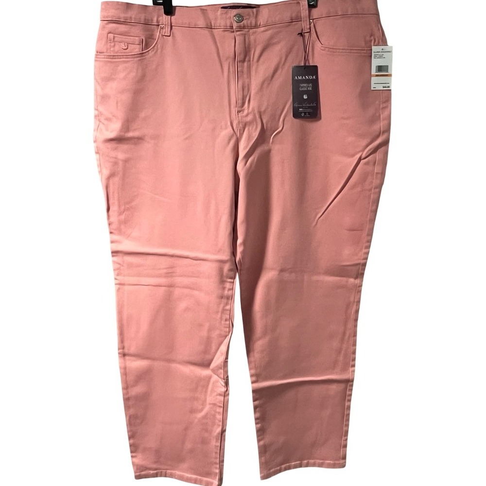 NWT Gloria Vanderbilt Amanda‎ Jeans Coral Pink Tapered Leg Classic Rise Size 24W